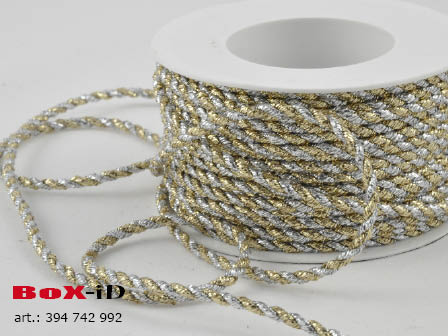 Glitzerkordel ; zilver/goud        3 mm x 25 m